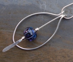 Teardrop silver & lampwork bead pendant