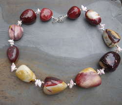 Mookaite shell and silver necklace