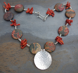 Picasso jasper necklace with silver disc